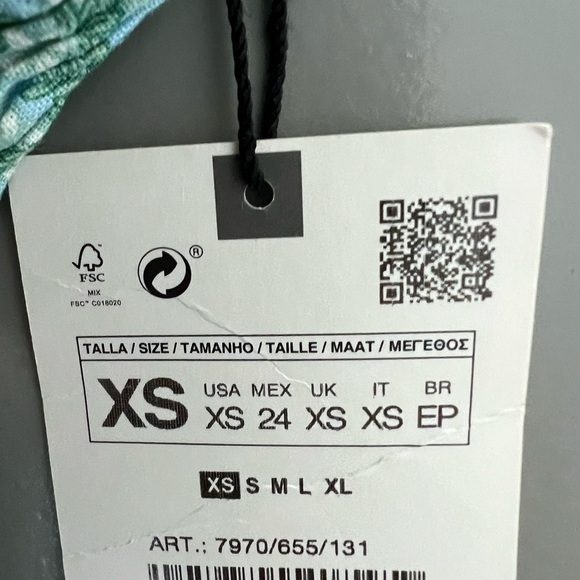 ZARA NECKHOLDER OVERALL LINEN BLEND FLORAL FLOWERS GREEN JUMPSUIT Size XS - Picture 14 of 14